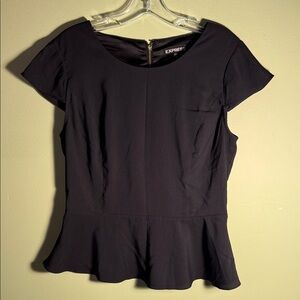 Express Elegant Peplum Black Blouse